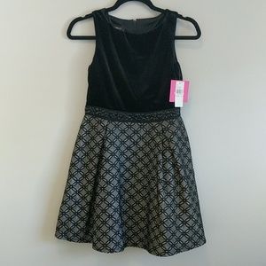 girls black and silver velvet dress